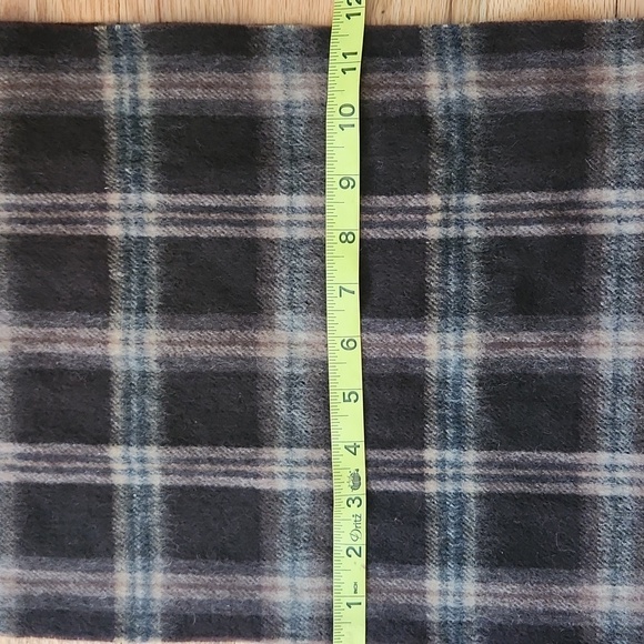 Valentin Fraas Scarf Chocolate Brown And Tan Plaid Cashmere Wool Blend Soft - Picture 5 of 5
